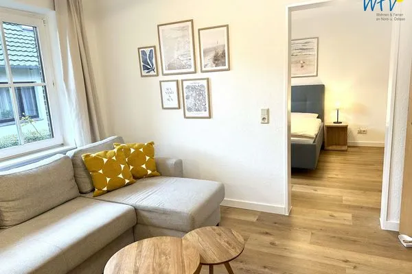 Wohnzimmer Haus Dünenrose Ferienwohnung Seehund
