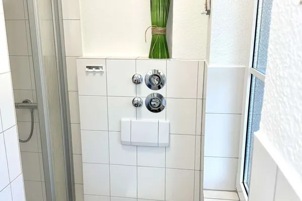 Badezimmer Haus Dünenrose Ferienwohnung Seehund