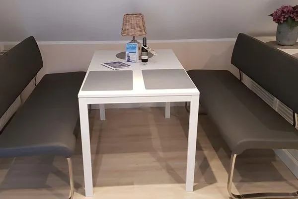 Wohnzimmer Ferienhaus Greune-Stee-Weg 39 Ferienwohnung Südstrandoase