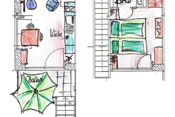 Grundriss  Apartment mit Balkon 7/3 OG