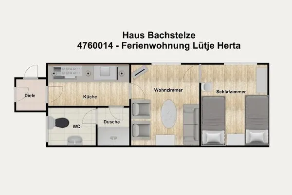 Grundriss Haus Bachstelze Ferienwohnung Lütje Herta