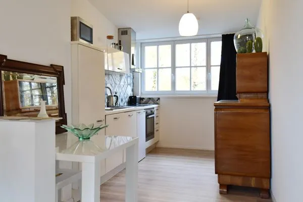 Wohnzimmer  Romantische Wohnung Billet im historischen Bahnhof mit Bergblick