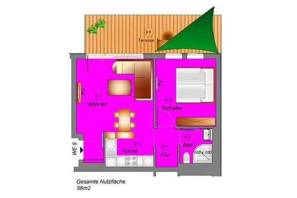 Grundriss  Wohnung 9