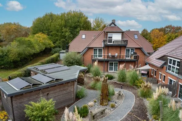 Vogelperspektive  App. 10 mit Terrasse, Privatstrand