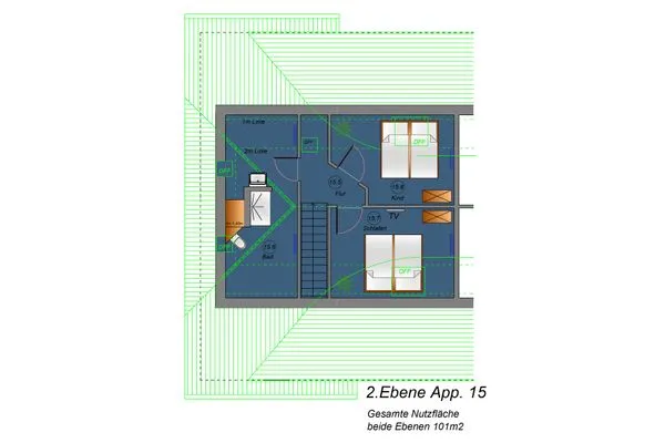 Grundriss  Wohnung 15 - Suite Bragi