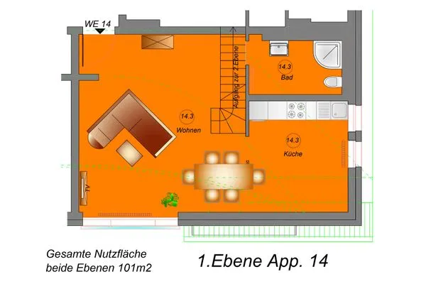 Grundriss  Wohnung 14 - Suite Baldur
