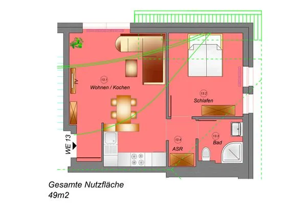 Grundriss  Wohnung 13
