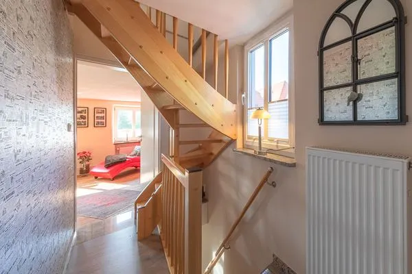 Ferienhaus InselGlück in Malchow Treppe ins Obergeschoss  InselGlück