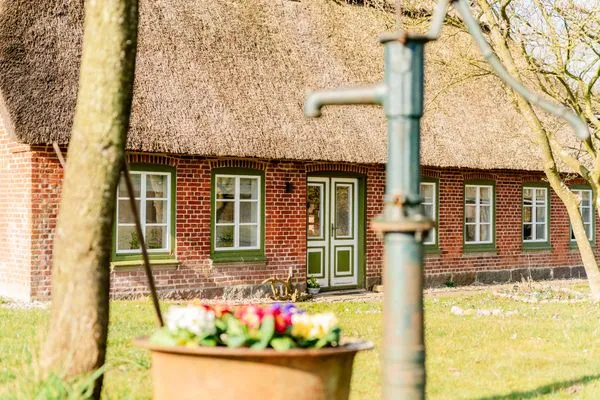 Historischer Brunnen auf dem weitläufigen Grundstück  Ferienwohnung Teve im Reethus Mühlenlund