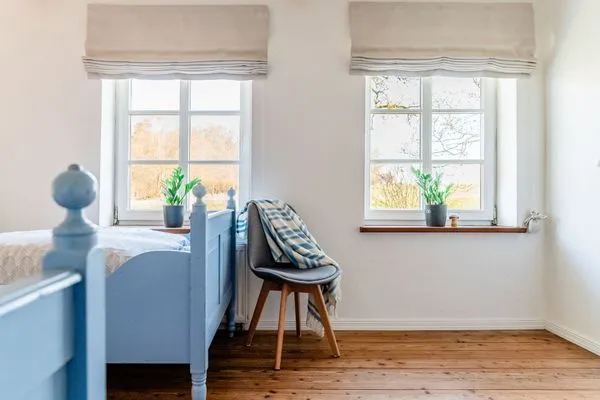 Blick in den Garten  Ferienwohnung Teve im Reethus Mühlenlund