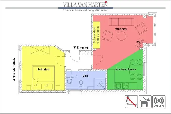 Grundriss Villa van Harten Ferienwohnung Stüürmann