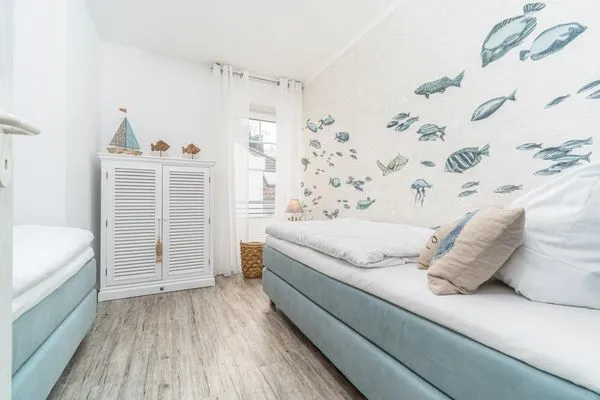 Schlafzimmer mit zwei Einzelbetten Parkresidenz am Hafen Wohnung HF 23 - "Viento"