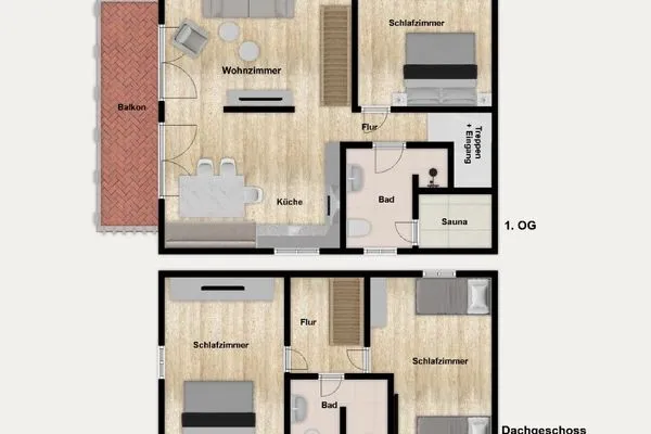 Grundriss Ferienwohnung 2 Ferienhaus Charlotte 48 Feriendoppelwohnung Charlotte