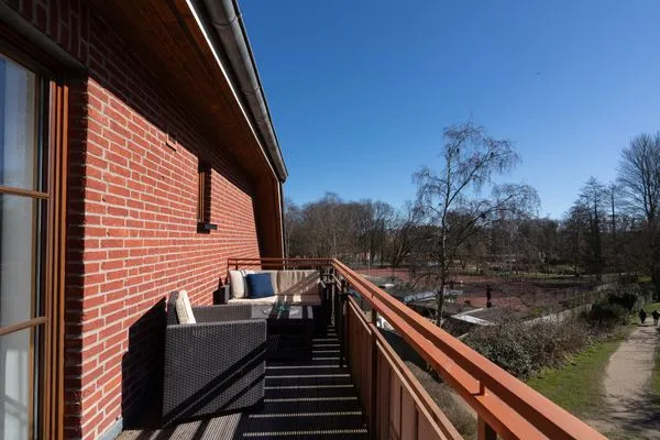 Balkon mit Aussicht auf den Kurpark  Ferienwohnung "Haus am Kurpark App. 11"