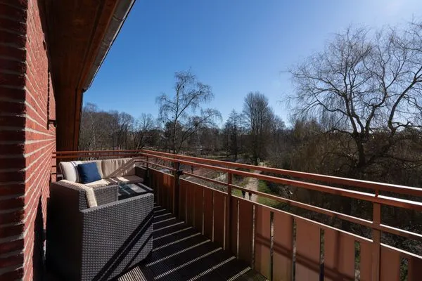 Balkon mit Aussicht auf den Kurpark  Ferienwohnung "Haus am Kurpark App. 11"