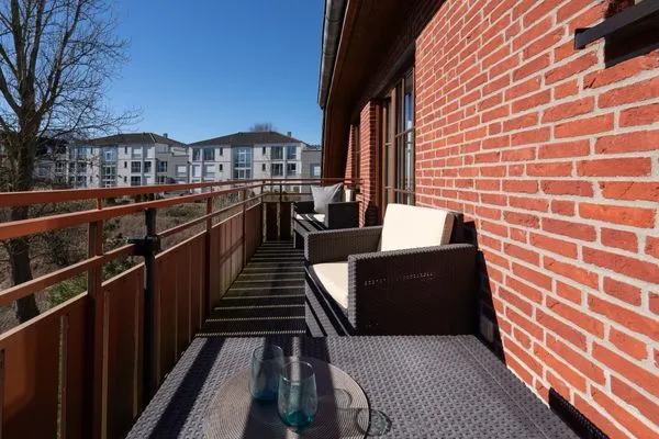 Balkon mit Aussicht auf den Kurpark  Ferienwohnung "Haus am Kurpark App. 11"