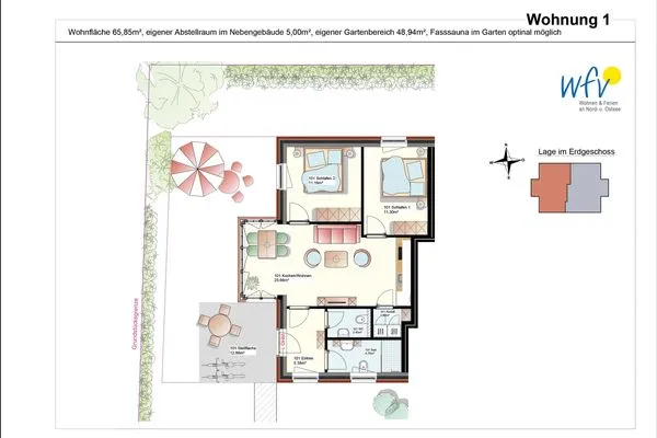 Grundriss Haus Christine Ferienwohnung Düünstuuv