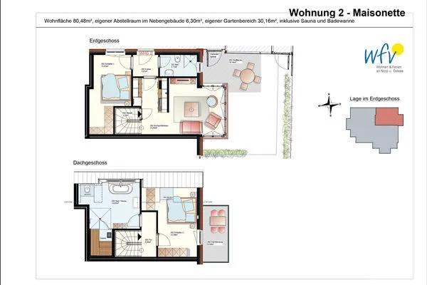 Grundriss Haus Casper Ferienwohnung Watt'n Platz
