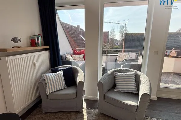 Wohnzimmer Haus Nordstern Ferienwohnung Hummerhütte