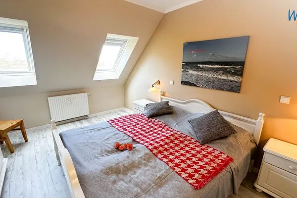 Schlafzimmer Haus Windland Ferienwohnung Boddenblick