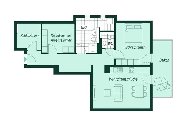 Grundriss  Bernsteinquartier, Whg. 02.27 "Ambar"