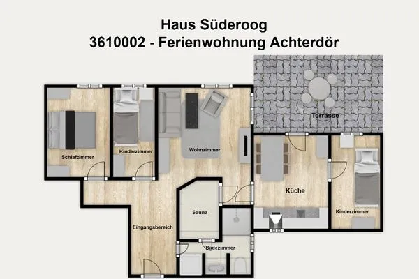 Grundriss Haus Süderoog Ferienwohnung Achterdör