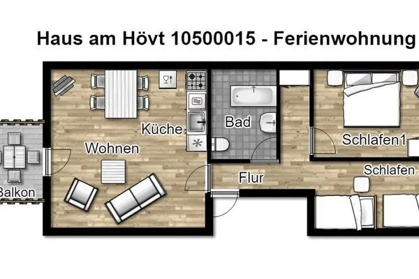 Grundriss Haus am Hövt Ferienwohnung 15