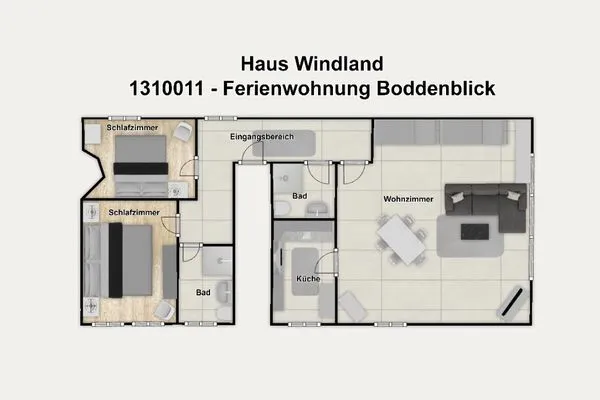 Grundriss Haus Windland Ferienwohnung Boddenblick