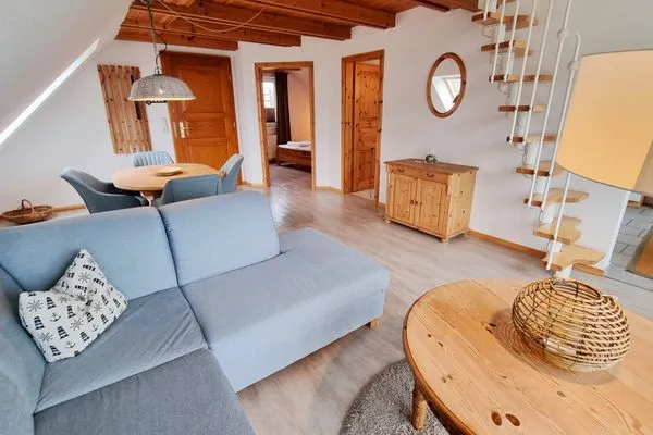 Wohnzimmer  Ferienwohnung "Achtern Diek 4" 1. Reihe an der Ostseeküste