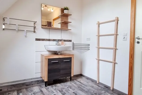 Badezimmer  Ferienwohnung "Feldkieker" in Schwartbuck