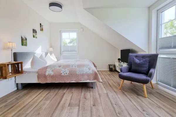 Schlafzimmer  Schwedenhaushälfte "Lieblingsplatz" Sehlendorf an der Ostsee