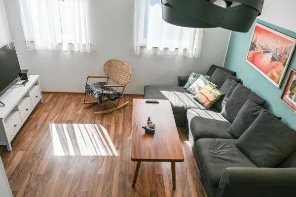 Wohnzimmer  Apartment 7b - überdachter Balkon