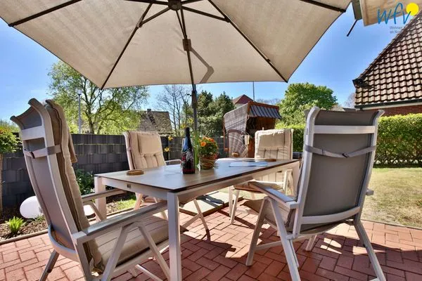 Terrasse Speicherhaus Ferienwohnung Deichnest