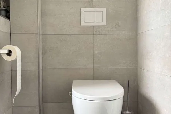 Badezimmer Ferienhaus Kiebitzdelle-Leegde 10 Ferienwohnung Backhaus