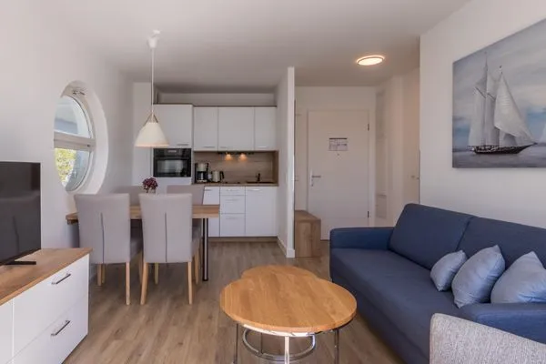 Ferienwohnung Kleine Freiheit Blick auf die Küchenzeile im offenen Wohnbereich  Kleine Freiheit