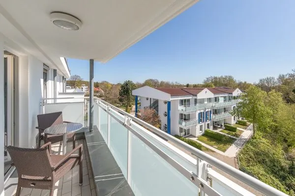 Ferienwohnung Sturmmöwe Blick auf den Balkon  Sturmmöwe