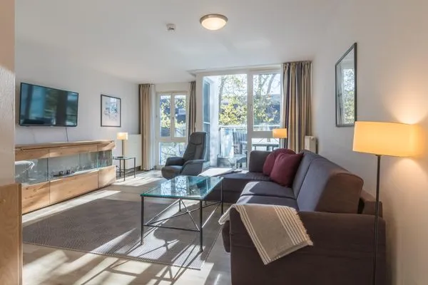 Ferienwohnung Ostseeanker in Zingst Blick in den offenen Wohnbereich  Ostseeanker