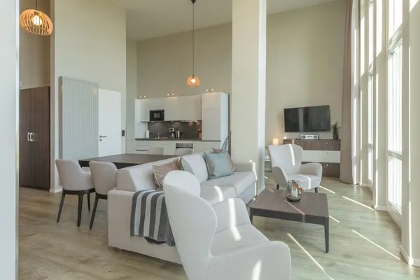 Ferienwohnung Mehr Meerblick offener Wohnbereich mit Küchenzeile  Mehr Meerblick