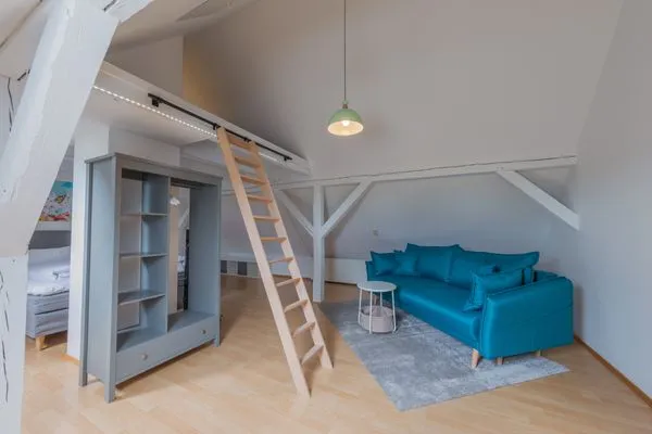 Ferienhaus Wiesenquartier Penkow Schlafzimmer mit Couch  WiesenQuartier