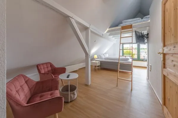 Ferienhaus Wiesenquartier Penkow Sitz und Schlafbereich Obergeschoss  WiesenQuartier