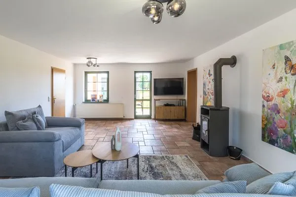 Ferienhaus Wiesenquartier Penkow Wonzimmer mit Kamin  WiesenQuartier