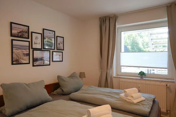 Schlafzimmer  Moderne Ferienwohnung N°9 Stexwig mit Panorama Schleiblick