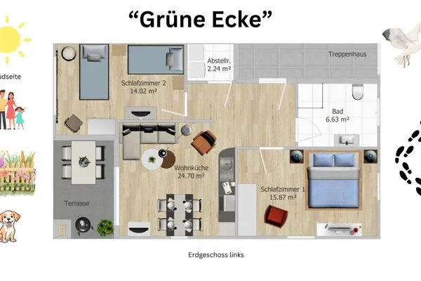 Grundriss Haus Damenpfad 4 Ferienwohnung Grüne Ecke