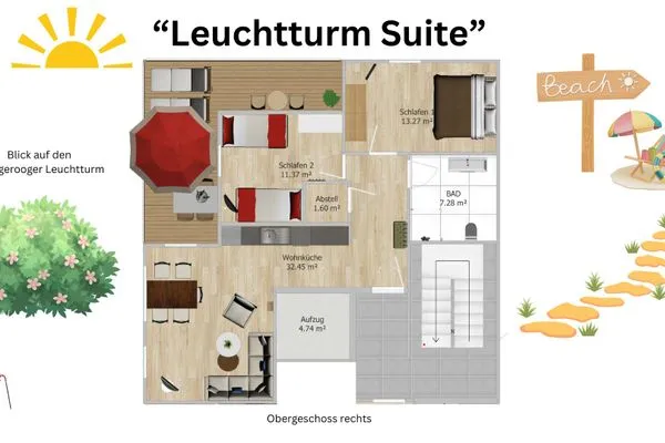 Grundriss Haus Damenpfad 4 Ferienwohnung Leuchtturm Suite