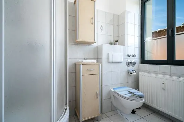 Ferienwohnung InselLiebe in Malchow - Blick in das Badezimmer  InselLiebe