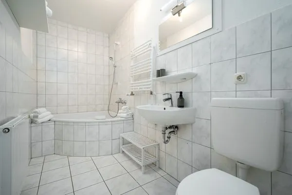 Ferienwohnung Strandgut Malchow - Blick in das Badezimmer  Strandgut