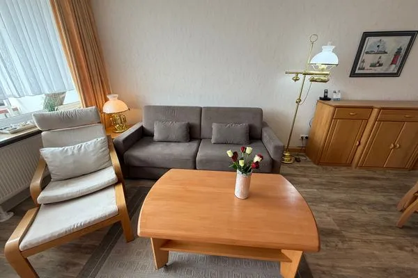 Wohnzimmer Ferienwohnung im Haus Strandstr.22 Kammel App. 34 / TG Platz Nr.112  obere Ebene