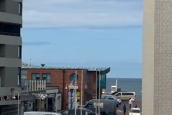 seitlicher Meerblick vom Balkon Ferienwohnung im Haus Strandstr.22 Kammel App. 34 / TG Platz Nr.112  obere Ebene