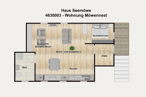 Grundriss Haus Seemöwe Ferienwohnung Möwennest