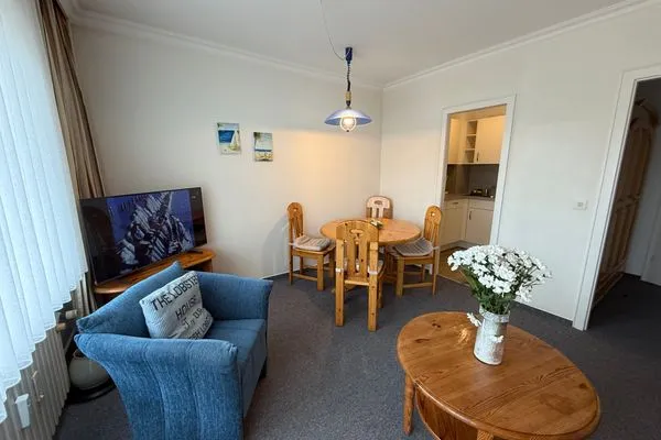 Wohnzimmer Ferienwohnung im Haus Nordland App 48,(Hund)